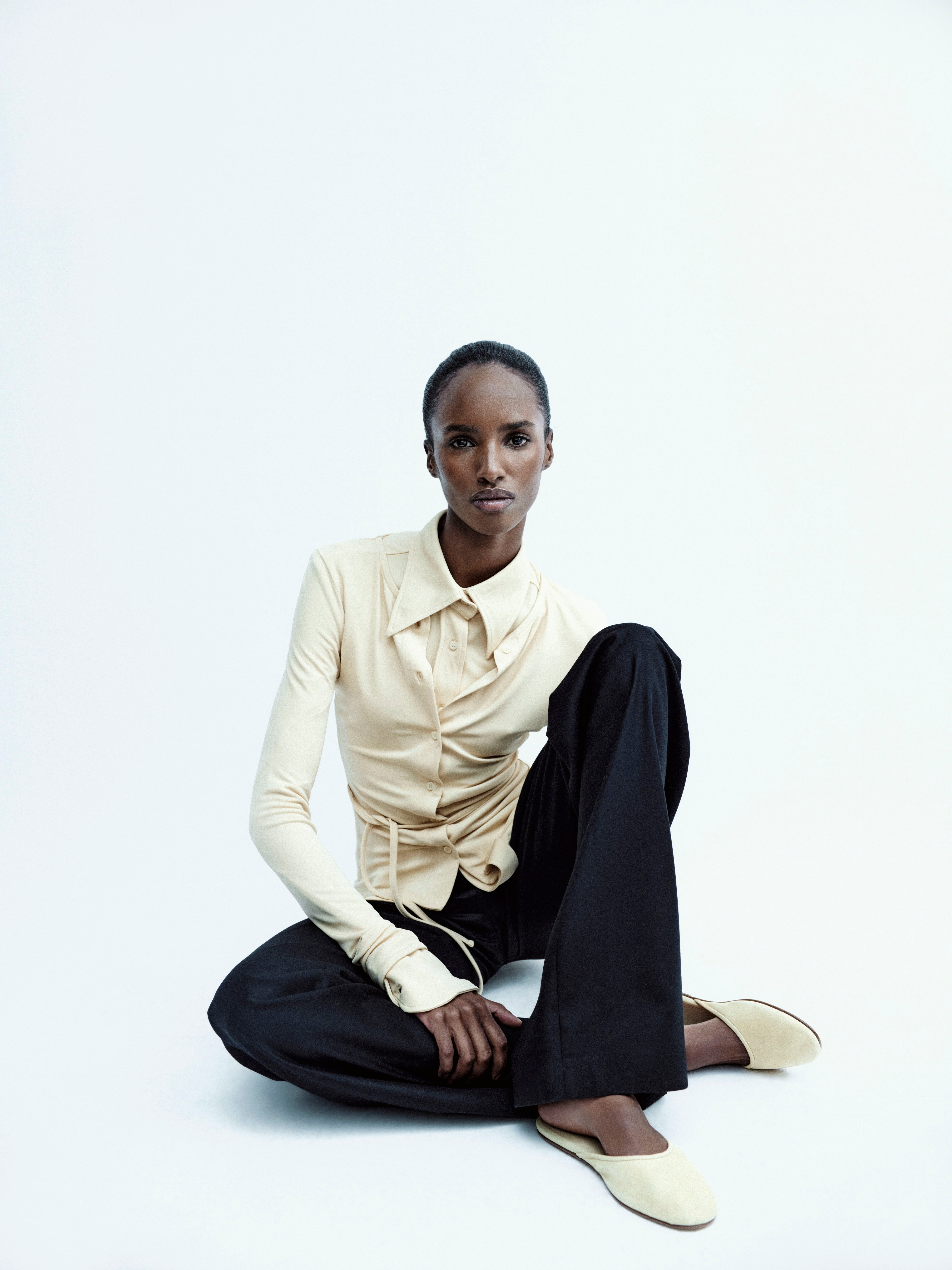 Long Sleeve Tie Button Top