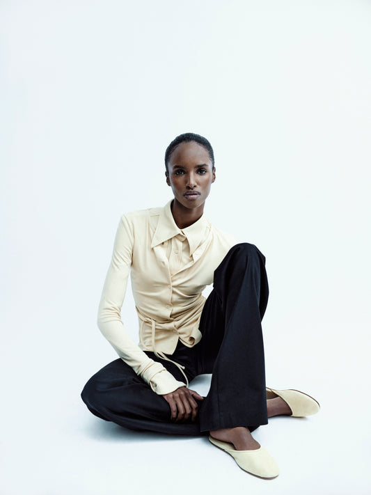 Long Sleeve Tie Button Top