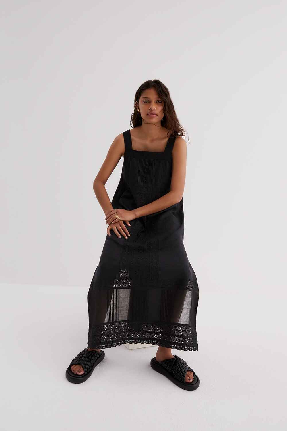 GRETA LINEN RAMIE MIDI DRESS Nueve Los Angeles GRETA LINEN RAMIE MIDI DRESS Nueve Los Angeles