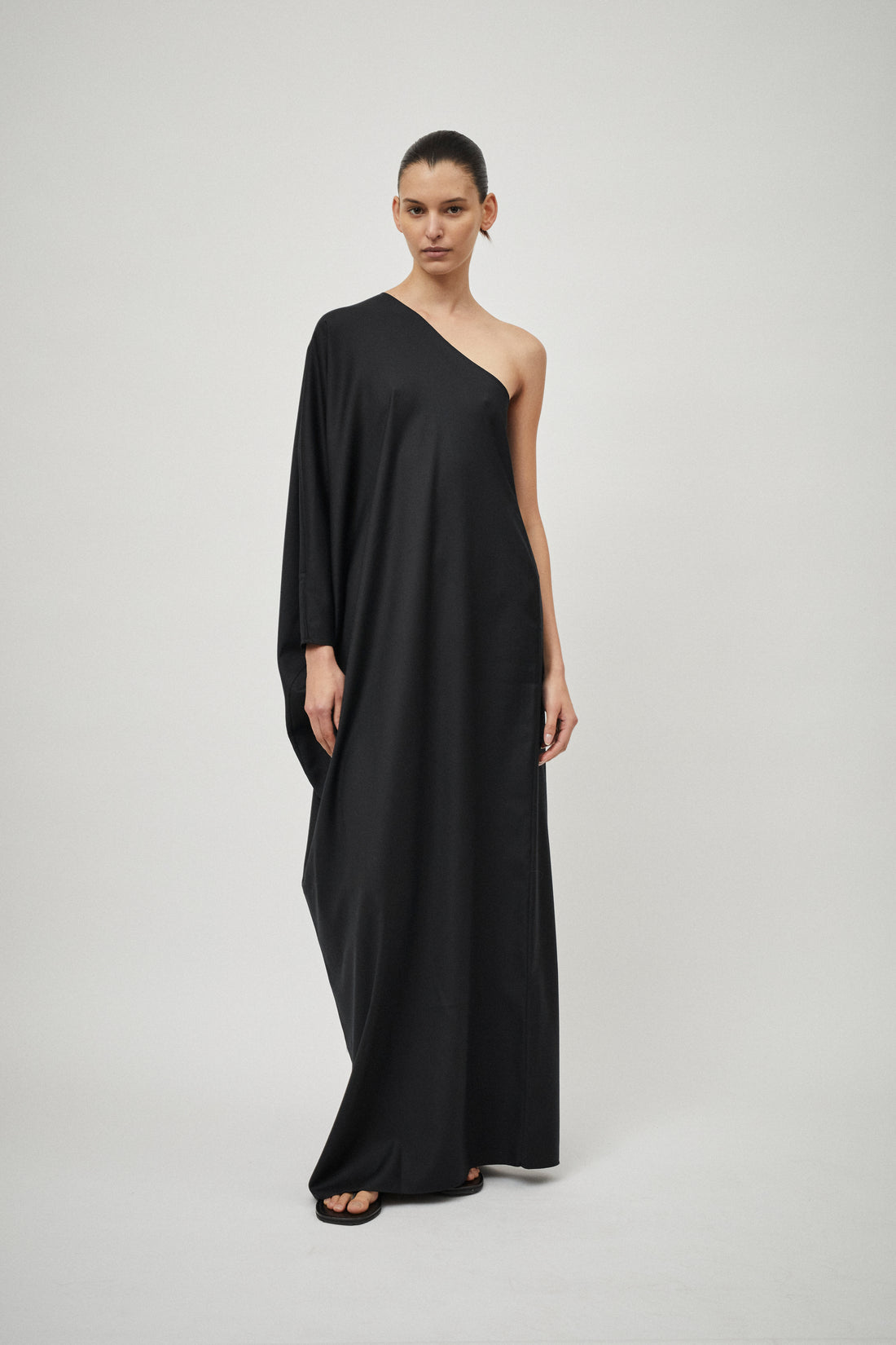 Wool One Shoulder Gown