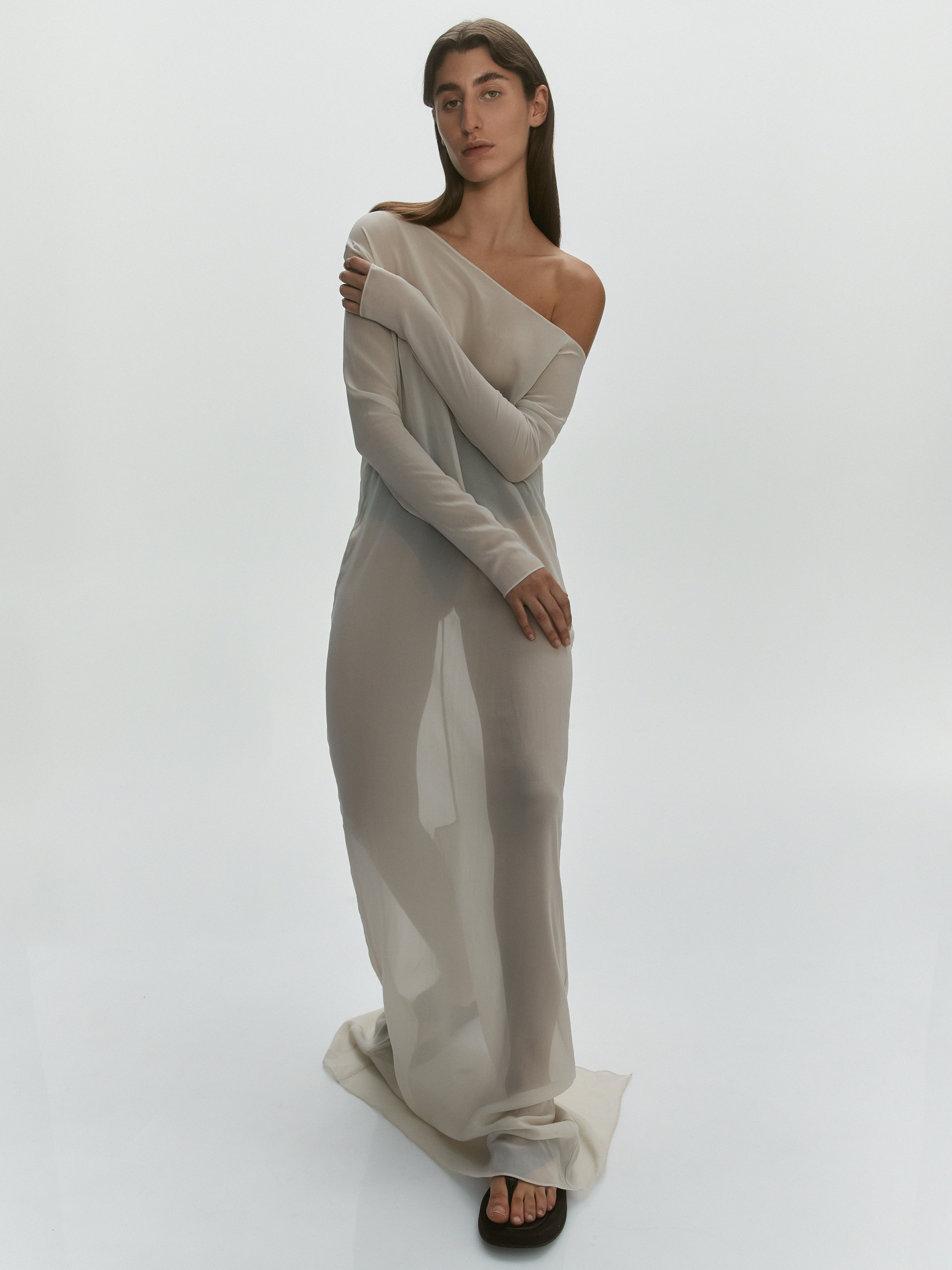 Asymmetric Silk Georgette Dress