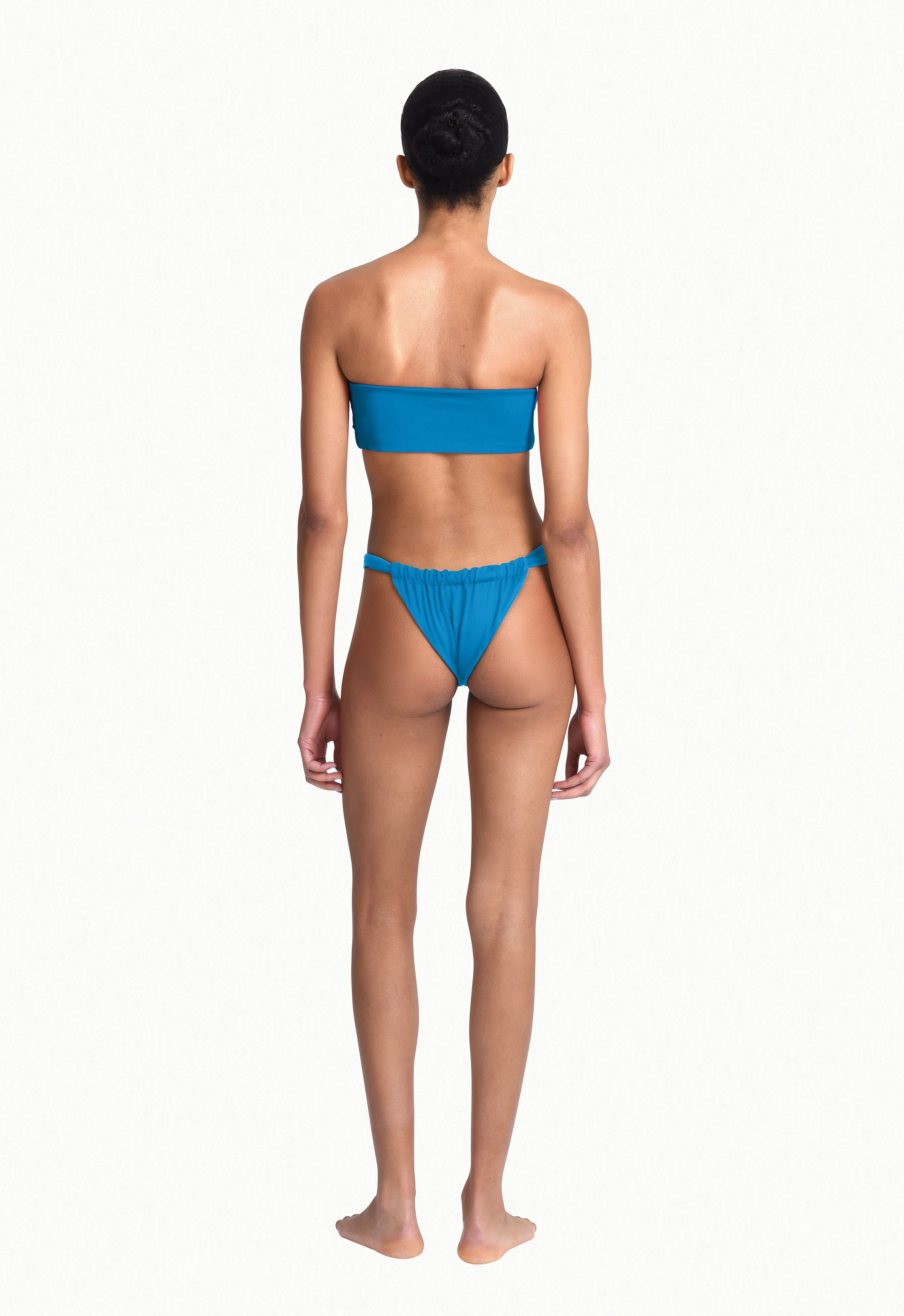RUCHED BANDEAU TOP IBIZA BLUE
