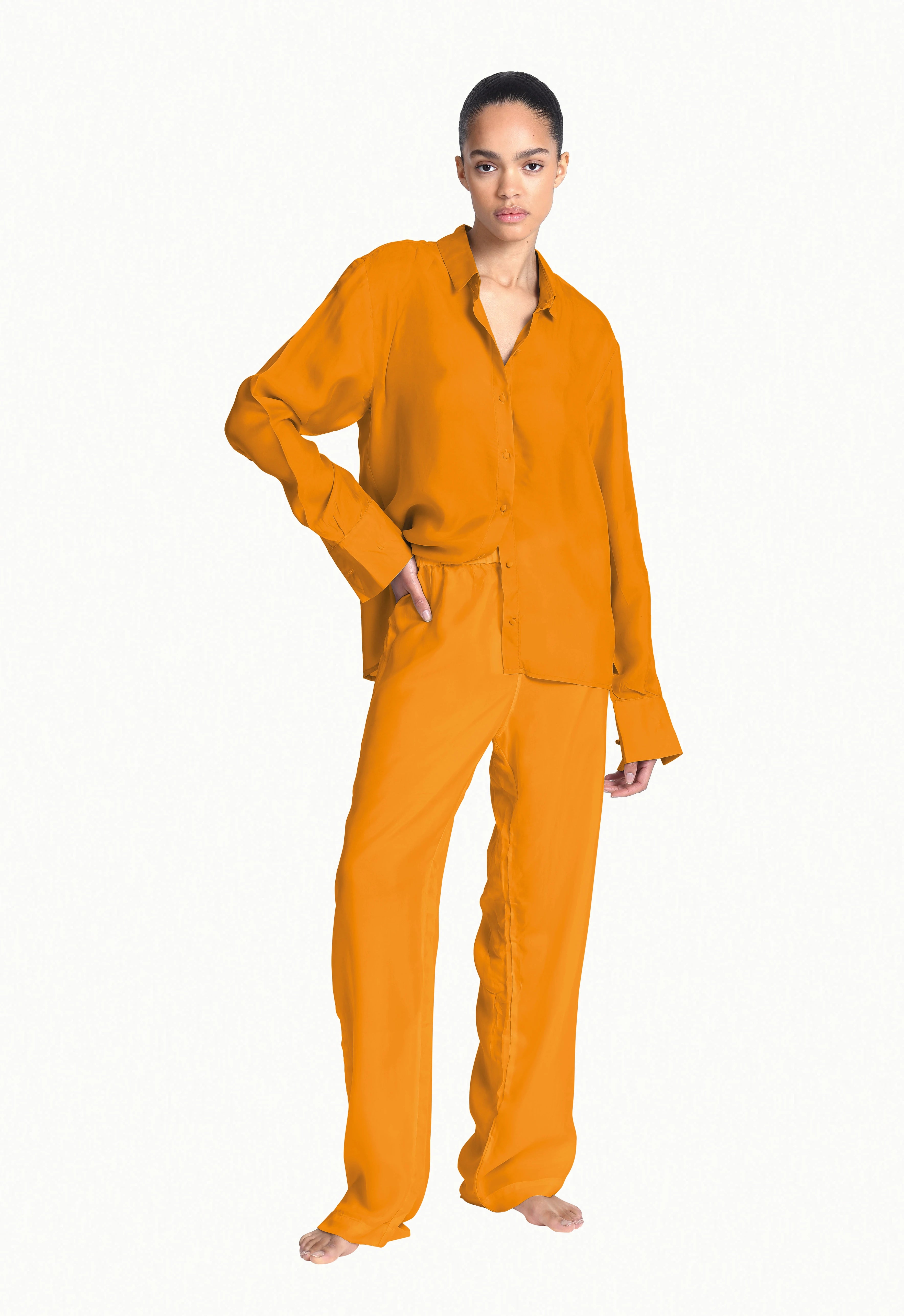 SOFT TOUCH HIGH RISE TROUSERS ORANGE